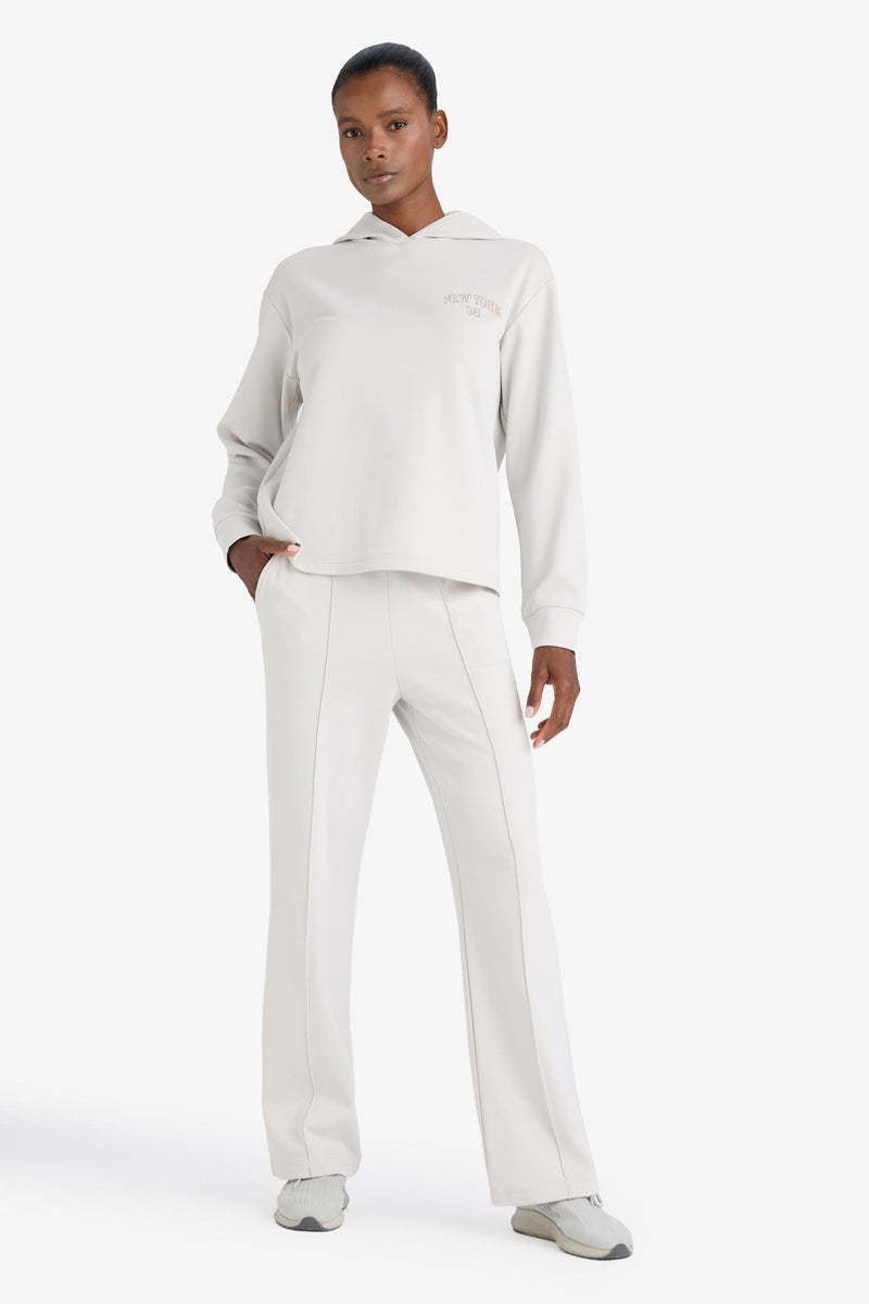 DeFacto Beige Woman Standard Fit Printed Scuba Fabric Sports Hoodie Casual - Image 5